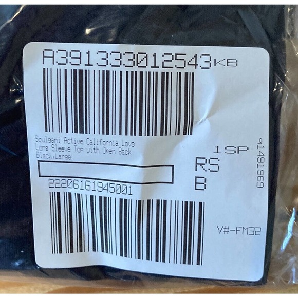 NEW Soulgani Active Open Back Long Sleeve Top Size Large Women’s Black - Picture 8 of 8